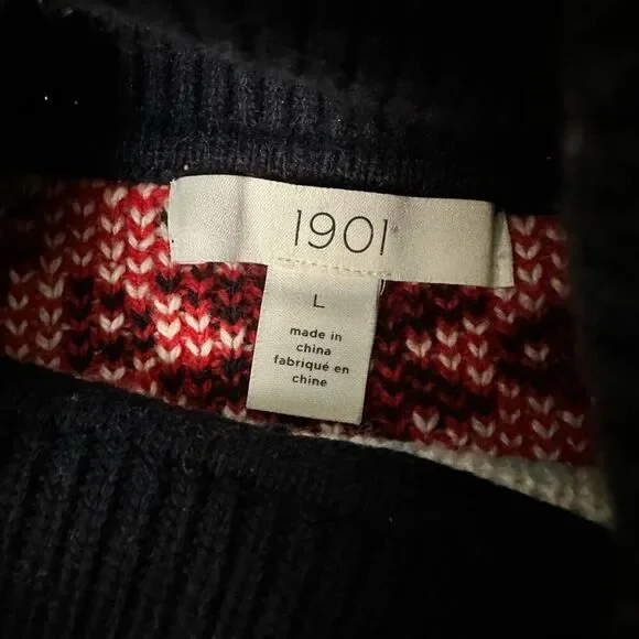 Nordstrom 1901 Snowflake Fair Isle Sweater Large - Picture 3 of 5